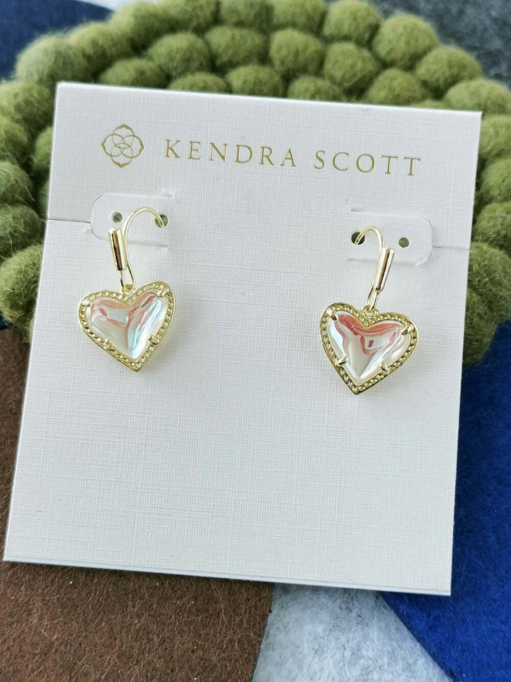 Kendra Scott Ari Heart Dichroic Glass Earrings Gold